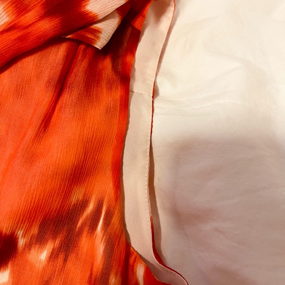 J.Crew 100% Silk Tie-Neck Peplum Blouse Burnt Orange Floral Size 0 - Picture 8 of 8